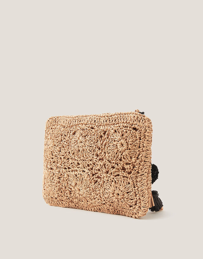 Rory Crochet Zip Pouch, Natural (NATURAL), large