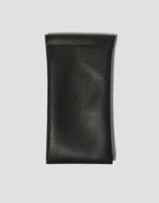 Faux Leather Sunglasses Pouch, Black (BLACK), large