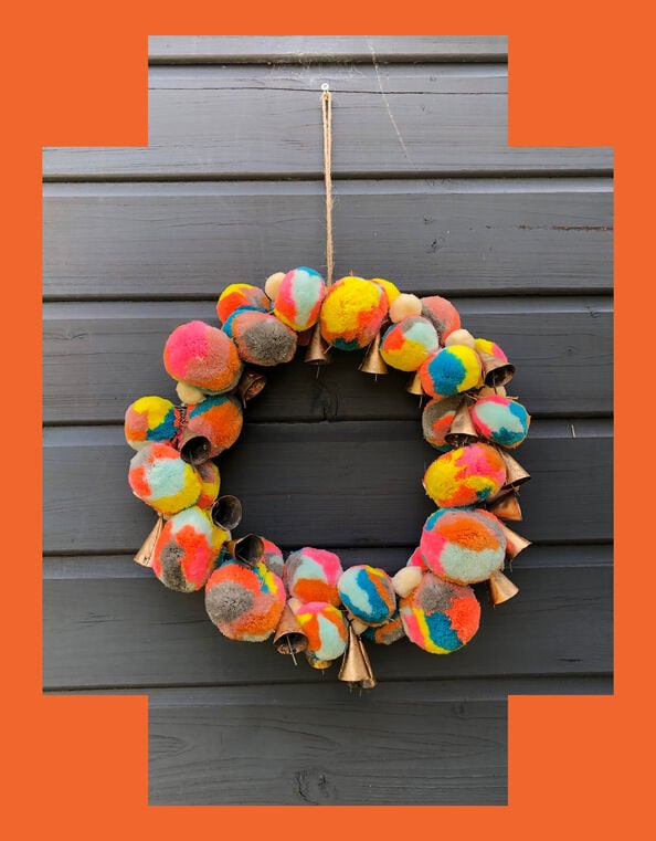 Fiona Walker Marble Pom-Pom Christmas Wreath, , large