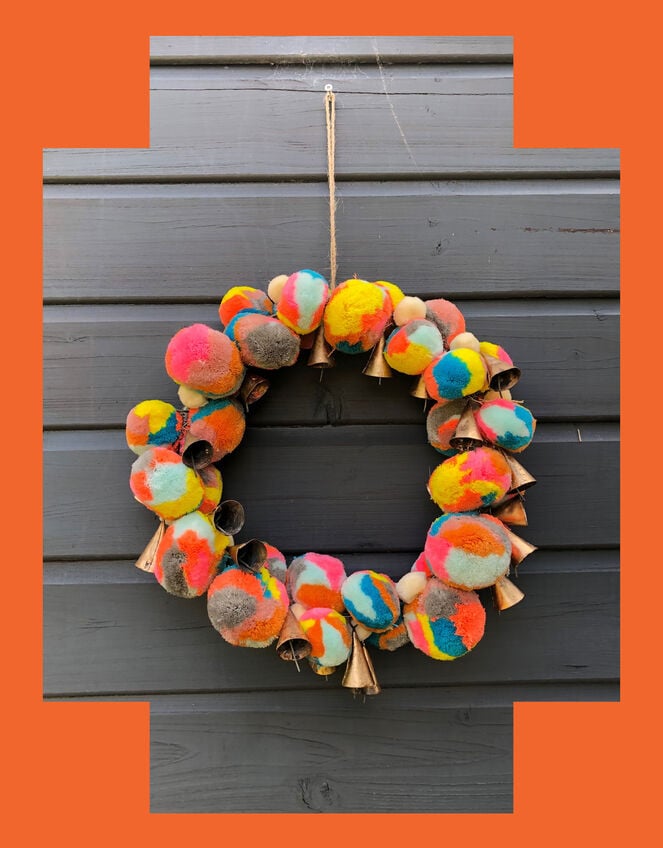 Fiona Walker Marble Pom-Pom Christmas Wreath, , large