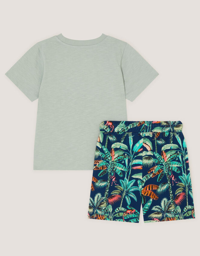 Dinosaur Print T-Shirt & Shorts Set, Green (GREEN), large