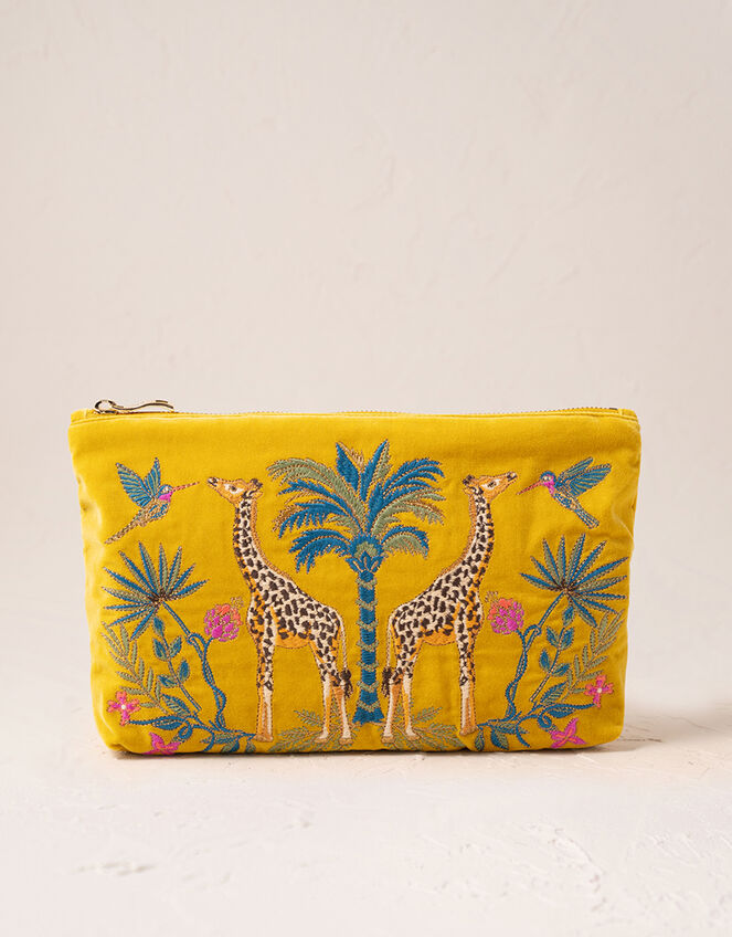 Elizabeth Scarlett Wild Giraffe Palm Velvet Pouch, , large