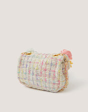 Mini Flower Embellished Boucle Bag, , large