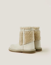 Borg Leather Boots, Cream (CREAM), large