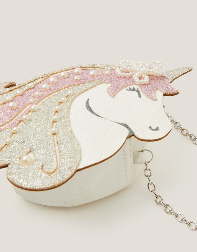 Pearl Embellished Unicorn Bag, , large