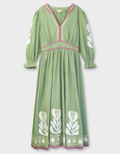 East Valeria Appliqué Midi Dress, Green (GREEN), large