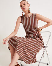 Stripe Jersey Dress, Brown (BROWN), large
