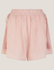 Eliza Embroidered Cotton Shorts, Pink (PINK), large