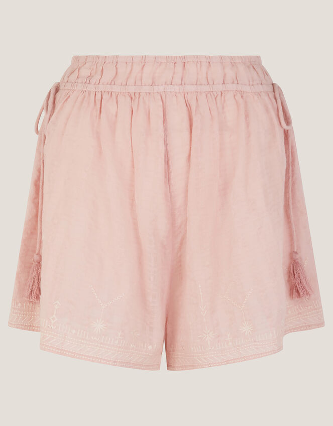 Eliza Embroidered Cotton Shorts, Pink (PINK), large