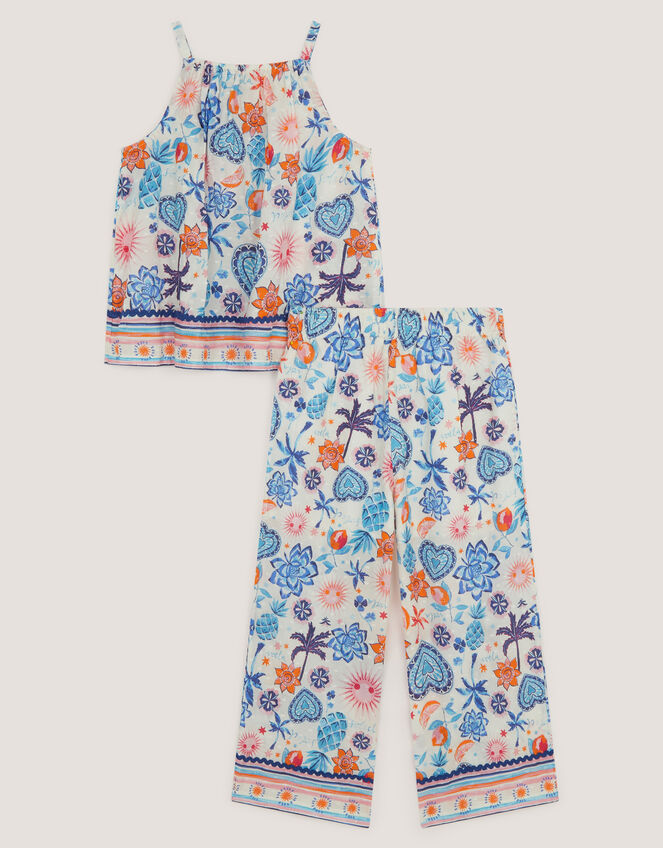 Summer Print Sleeveless Top & Trousers Set, Cream (CREAM), large