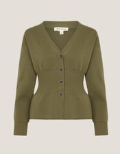 Suzy Fitted V-Neck Cardigan, Green (GREEN), large