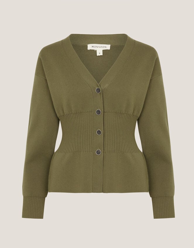 Suzy Fitted V-Neck Cardigan, Green (GREEN), large