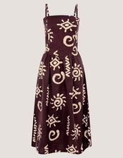 Mafalda Sun Print Bandeau Midi Dress, Brown (CHOCOLATE), large