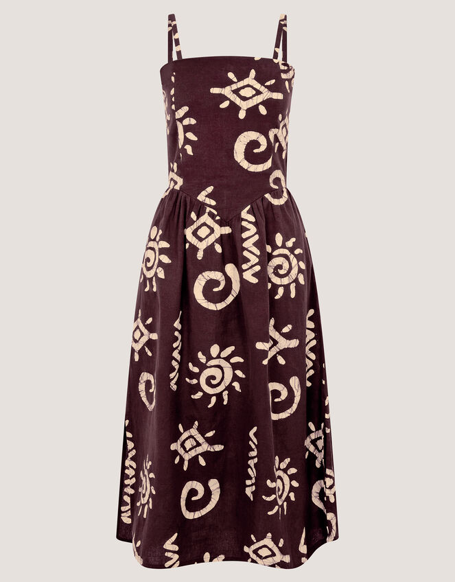 Mafalda Sun Print Bandeau Midi Dress, Brown (CHOCOLATE), large