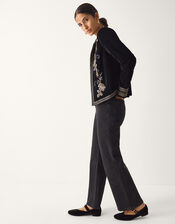 Heather Floral Embellished Velvet Jacket, Black (BLACK), large
