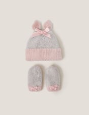 Baby Bunny Hat & Mittens Set, Grey (GREY), large