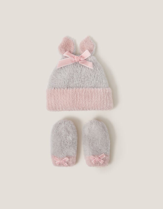 Baby Bunny Hat & Mittens Set, Grey (GREY), large