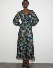 Tora Foil Floral Maxi Dress, Blue (NAVY), large