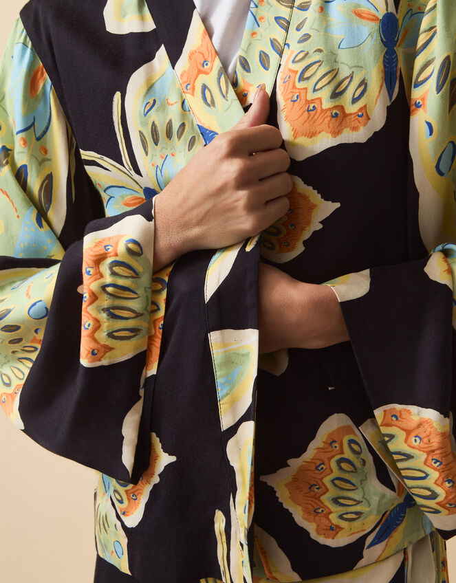 Clemence Aurelie Butterfly Kimono Jacket, Black (BLACK), large