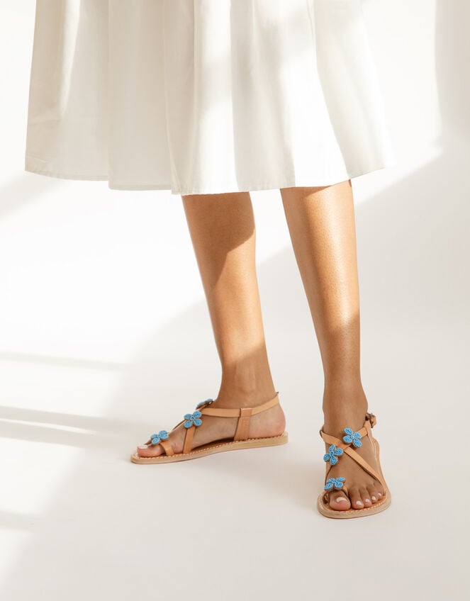 Laidback London Blyth Beaded Toe Loop Sandals, Blue (TURQUOISE), large