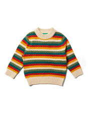 Little Green Radicals Rainbow Stripe Jumper, Multi (MULTI), large