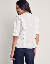 Iris Embroidered Blouse, White (WHITE), large