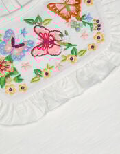 Embroidered Yoke Butterfly T-Shirt, White (WHITE), large