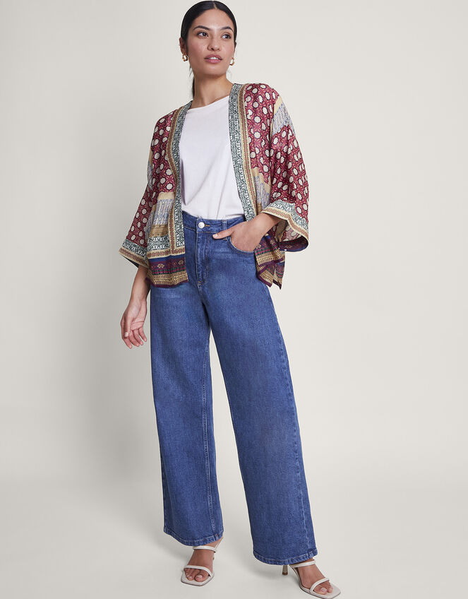 One Hundred Stars Mosaic Print Kimono, , large
