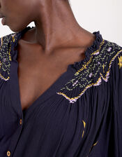 East Miranda Belted Long Sleeve Midi Dress, Blue (NAVY), large