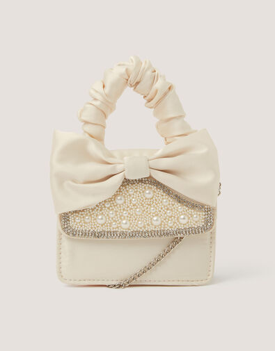 Pearl Embellished Bow Bag, , large