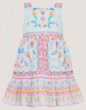 Baby Mermaid Print Dress, Blue (BLUE), large