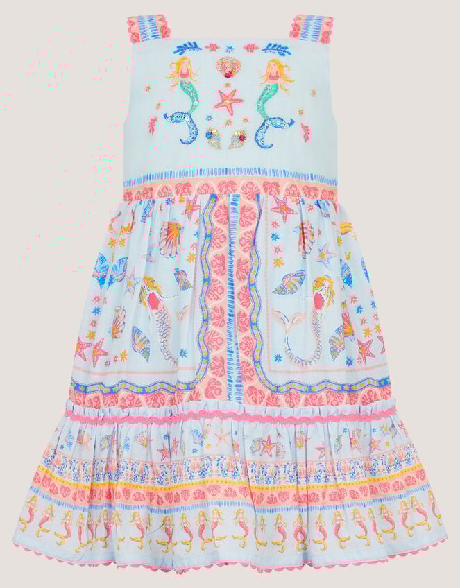 Baby Mermaid Print Dress, Blue (BLUE), large