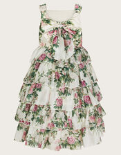 Raye Rose Print Organza Ruffle Dress, Ivory (IVORY), large