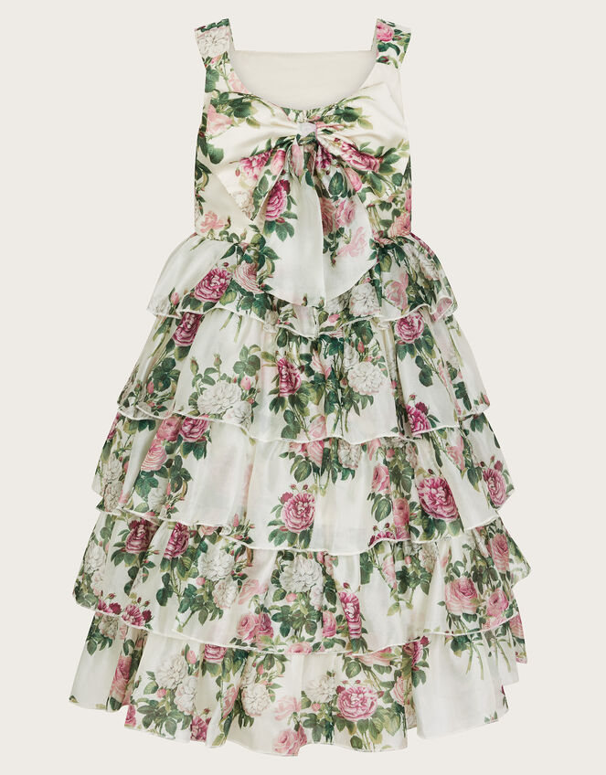 Raye Rose Print Organza Ruffle Dress, Ivory (IVORY), large