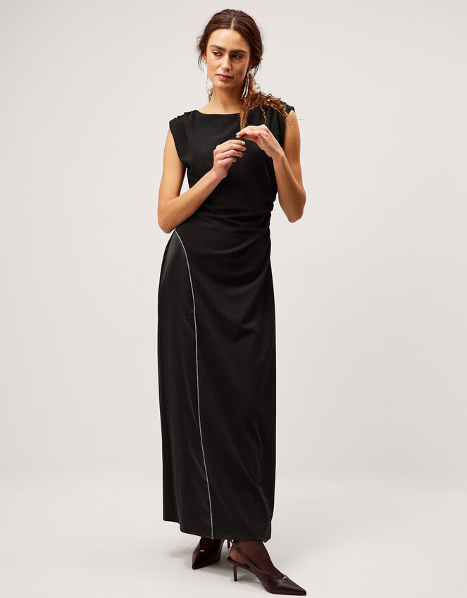 Tansy Sparkle Trim Jersey Maxi Dress, Black (BLACK), large