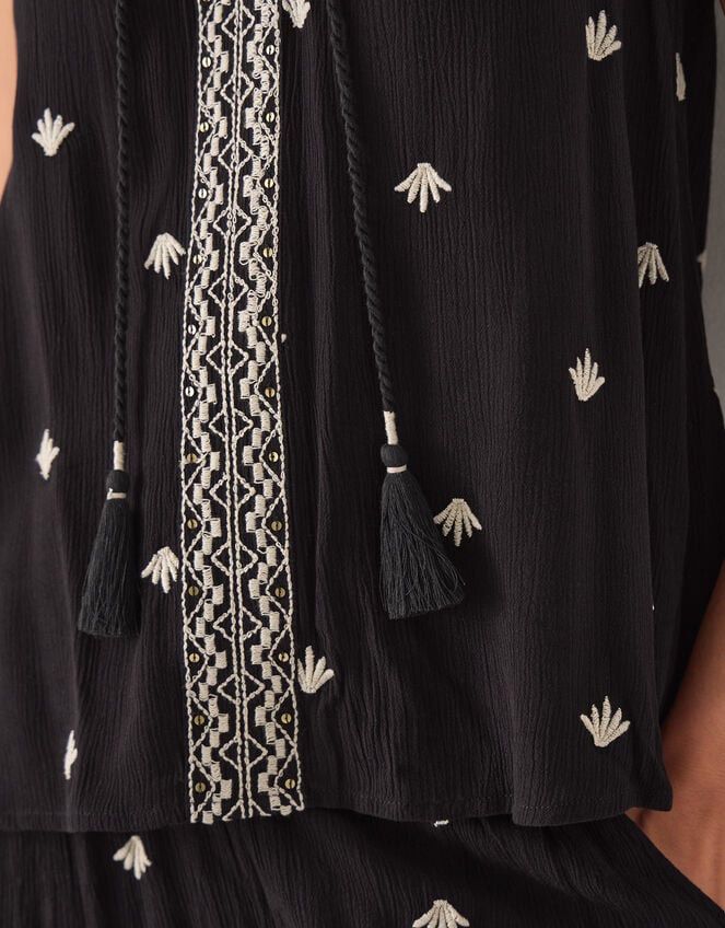 Samara Embroidered Tank Top, Black (BLACK), large
