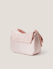 Pearl Bow Satin Bag, Pink (PALE PINK), large