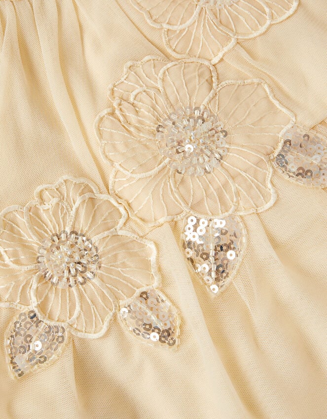 Leila Floral Embellished Party Dress, Yellow (LEMON), large