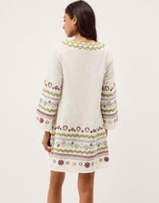 Bria Embroidered Mini Tunic Dress, Ivory (IVORY), large