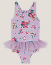 Baby Floral Tutu Swimsuit, Purple (LILAC), large