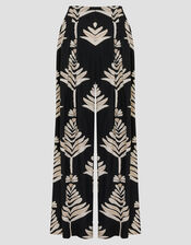 Pamela Linen Blend Wide Leg Trousers, Black (BLACK), large