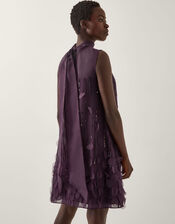 Cassidy Sleeveless Appliqué Mini Dress, Purple (PURPLE), large