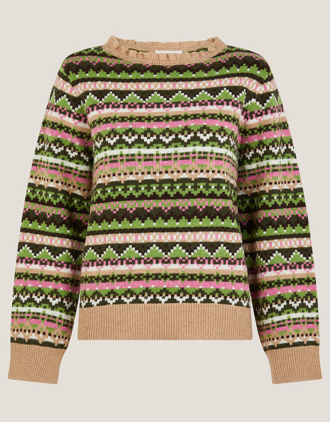 Fira Fair Isle Jumper, Green (GREEN), large
