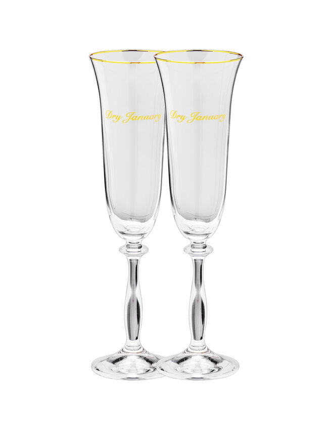 2-Pack Anna + Nina Dry January Champagne Flutes, , large