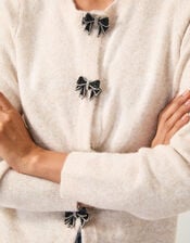 Bee Embellished Bow Cardigan, Ivory (IVORY), large