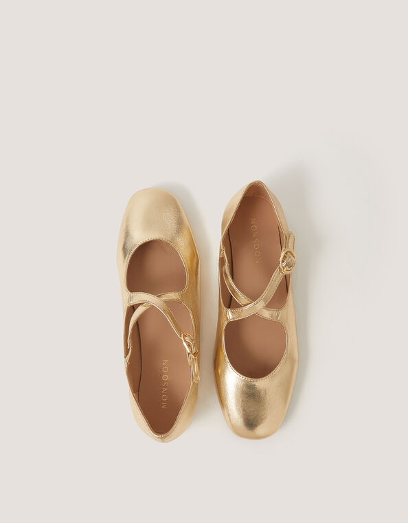 Dana Metallic Mary Jane Ballet Flats, Gold (GOLD), large