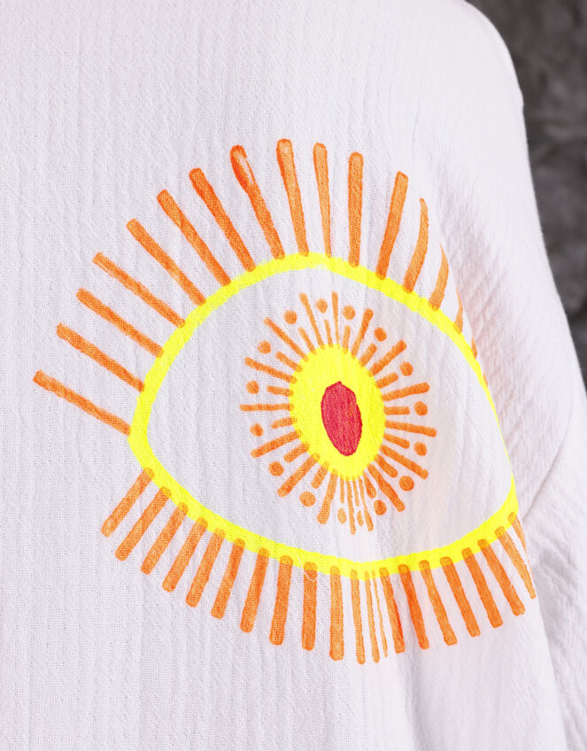 Meraki Beach Eye Print Kimono Robe, Cream (CREAM), large