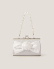 Satin Rose Bow Mini Bag, Ivory (IVORY), large