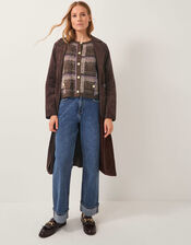 Carmen Check Cardigan, Brown (CHOCOLATE), large