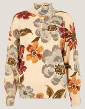 Olive High Neck Floral Jumper, Ivory (IVORY), large